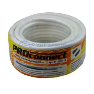 фото Кабель коаксиальный Кабель коаксиальный RG-6U, 75 Ом, CCS/Al/Al, 48%, 10 м, INDOOR, белый, PROconnect