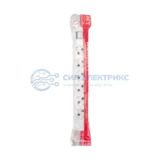 фото Колодка PREMIUM 6 гнезд, с/з, с выключателем, белый REXANT