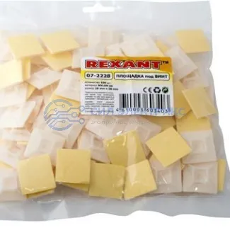 фото Площадка под винт самоклеящаяся REXANT 28х28 мм, белая, упаковка 100 шт.