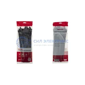 фото Хомут-стяжка кабельная нейлоновая 300x7,6мм, черная (100 шт/уп) REXANT