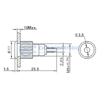 фото Индикатор металл Ø8 12В белый LED (GQ8F-D) REXANT
