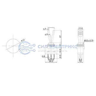 фото Тумблер 12V 20А (3c) ON-OFF однополюсный с красной подсветкой (ASW-13D) REXANT (в упак. 1шт.)