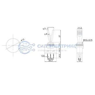 фото Тумблер 24V 20А (3c) ON-OFF однополюсный с красной подсветкой (ASW-13D) REXANT