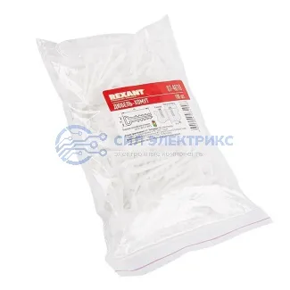 фото Дюбель-хомут нейлоновый прямоугольный 5-10 мм, белый (100 шт/уп) REXANT
