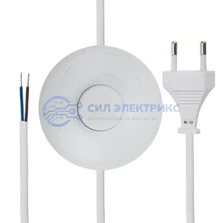 фото Сетевой шнур с напольным переключателем 2х0,75 мм², 2,5 м белый REXANT