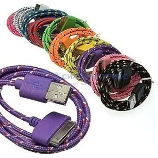 фото Шнур для мобильных устройств USB to iPhone4 Round braid 1m