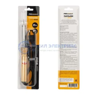 фото Паяльник с деревянной ручкой, серия WOOD, 25Вт, 230В, блистер PROconnect