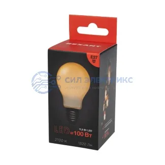 фото Лампа филаментная Груша A60 11,5Вт 1320Лм 2700K E27 матовая колба REXANT