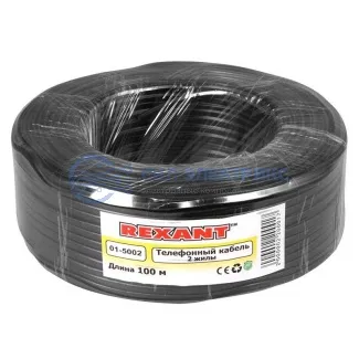 фото Кабель телефонный ШТЛП 2 жилы Cu, черный, 100м REXANT