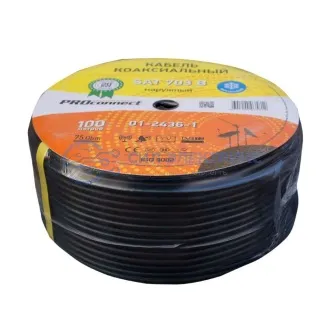 фото Кабель коаксиальный Кабель коаксиальный SAT 703 B, Cu/Al/Al, 75%, 75 Ом, 100 м, черный OUTDOOR, PROconnect