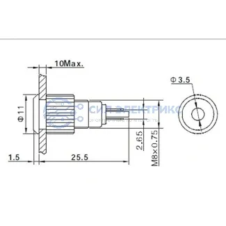 фото Индикатор металл Ø8 12В желтый LED (GQ8F-D) REXANT