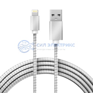 USB-Lightning кабель для iPhone/металл/steel color/1 м/REXANT фото USB-Lightning кабель для iPhone/металл/steel color/1 м/REXANT