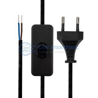 фото Сетевой шнур с выключателем 2х0,75 мм², 1,8 м черный REXANT