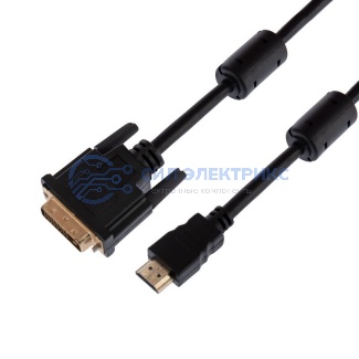 Шнур HDMI - DVI-D, 3м, gold, с фильтрами REXANT фото Шнур HDMI - DVI-D, 3м, gold, с фильтрами REXANT