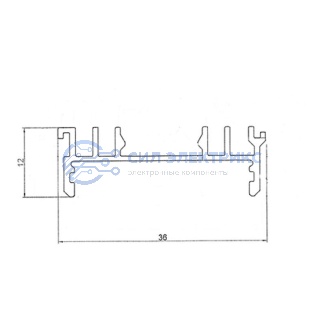 фото Профиль алюминиевый накладной 36х12 мм 2 м (заказывать отдельно рассеиватель 146-253, заглушки 146-245-1) REXANT