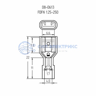 фото Клемма плоская полностью изолированная в нейлоне РПи-м(н) 1.5-(6.3)/РпИм-н 1,25-7-0,8 гнездо 6.6 мм, 0.5-1.5 мм², красный REXANT