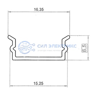 фото Профиль алюминиевый накладной 16х6 мм 2 м (заказывать отдельно рассеиватель 146-250, заглушки 146-249-1) REXANT