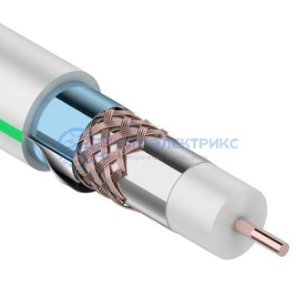 фото Кабель коаксиальный Кабель коаксиальный RG-6U+Cu, 75 Ом, Cu/Al/Cu/Al, 90%, две фольги, 100 м, INDOOR, белый, REXANT