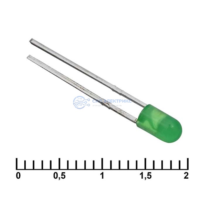 Светодиод 3 mm green 30 mCd 20 фото Светодиод 3 mm green 30 mCd 20