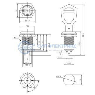 Выключатель ключ Ø12 250V 0.5А (2с) ON-OFF (K12-01) REXANT фото Выключатель ключ Ø12 250V 0.5А (2с) ON-OFF (K12-01) REXANT