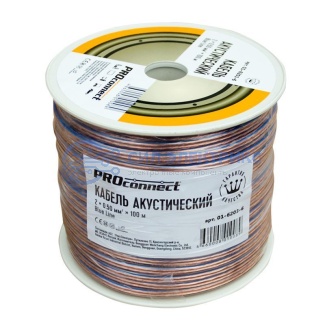 фото Кабель акустический 2х0,50 мм², прозрачный BLUELINE, 100 м, PROconnect