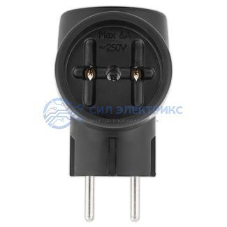 Тройник электрический 10А без заземления, черный REXANT фото Тройник электрический 10А без заземления, черный REXANT