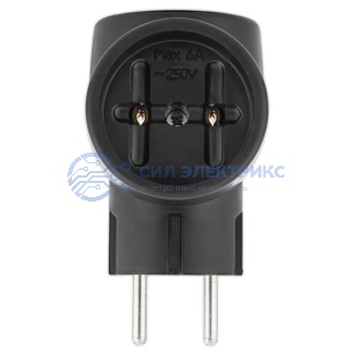 фото Тройник электрический 10А без заземления, черный REXANT