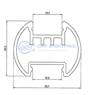 фото Профиль алюминиевый полукруг 28х23 мм 2 м (закатывать отдельно рассеиватель 146-250, заглушки 146-241-1) REXANT