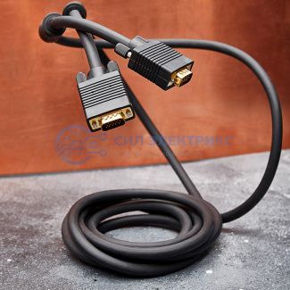 фото Шнур VGA - VGA с ферритами, 3м, черный (GOLD) REXANT