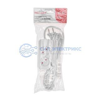 фото Удлинитель STANDARD 2 гнезда, 3м, 2х1,0мм², б/з, белый REXANT