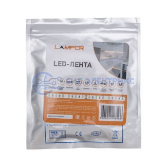 фото LED-лента 5 м 12 В 2835 6500 К IP23 60 LED/м для БП с клеммами LAMPER