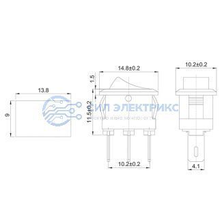 фото Переключатель клавишный 250V 3А (3с) ON-ON черный Micro (RWB-102) REXANT