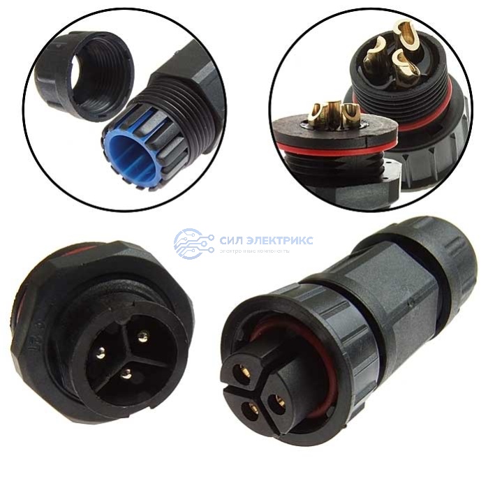 Герметичный разъем SZC-280 3pin (IP68) фото Герметичный разъем SZC-280 3pin (IP68)