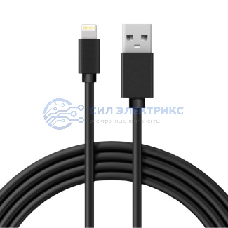 Кабель USB-Lightning для iPhone/PVC/black/1m/REXANT фото Кабель USB-Lightning для iPhone/PVC/black/1m/REXANT
