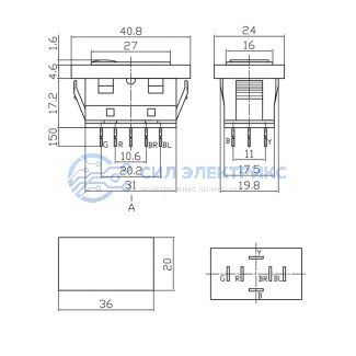 Переключатель (стеклоподъемника) клавишный 12V 20А (6с) (ON)-OFF-(ON) черный с подсветкой и проводом (ASW-21D) REXANT фото Переключатель (стеклоподъемника) клавишный 12V 20А (6с) (ON)-OFF-(ON) черный с подсветкой и проводом (ASW-21D) REXANT