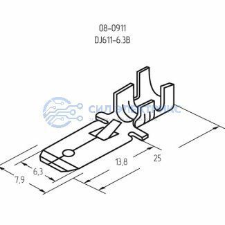 фото Клемма плоская штекер 6.3 мм 0.75-1.5 мм² (РП-п 1.5-(6.3) L = 25,5 мм) REXANT