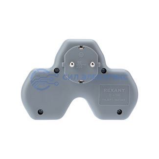 фото Тройник электрический 16 А с заземлением и защитными шторками, белый REXANT