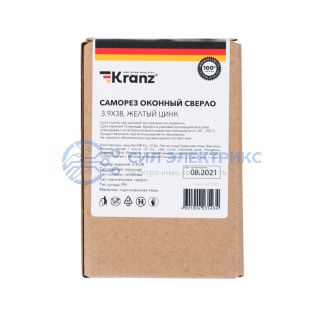 Саморез оконный KRANZ сверло, 3.9х38, желтый цинк, короб (500 шт./уп.) фото Саморез оконный KRANZ сверло, 3.9х38, желтый цинк, короб (500 шт./уп.)