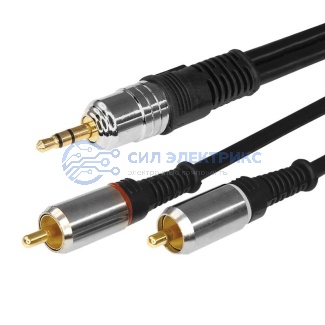 Шнур Стерео 3,5мм - 2 RCA, 5м (GOLD-металл) REXANT фото Шнур Стерео 3,5мм - 2 RCA, 5м (GOLD-металл) REXANT