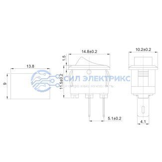 фото Выключатель клавишный 250V 3А (2с) ON-OFF белый Micro (RWB-101) REXANT