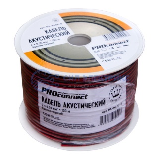 фото Кабель акустический 2х0,35 мм², красно-черный, 100 м, PROconnect