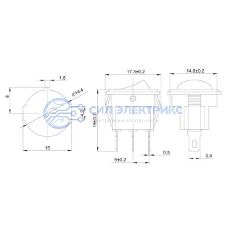 фото Выключатель клавишный круглый 250V 3А (3с) ON-OFF красный с подсветкой Micro (RWB-106, SC-214) REXANT Индивидуальная упаковка 1 шт
