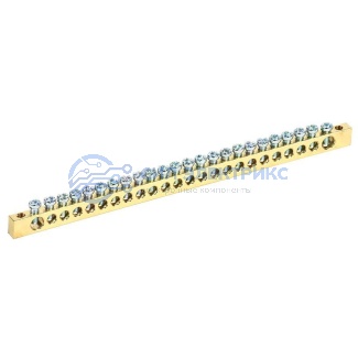 фото Шина PEN «земля-ноль» 6х9 мм 24/2 (24 группы/крепеж по краям) REXANT