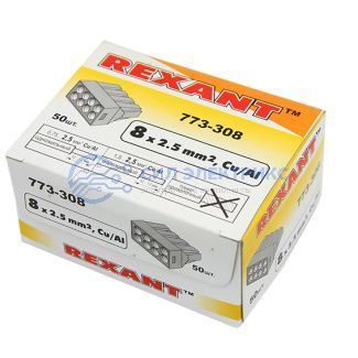 Экспресс-клемма, 8-проводная до 2,5 мм², прозрачная (50 шт./уп.) (773-328) REXANT фото Экспресс-клемма, 8-проводная до 2,5 мм², прозрачная (50 шт./уп.) (773-328) REXANT
