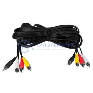 фото Шнур 4 RCA - 4 RCA, 7м, черный REXANT