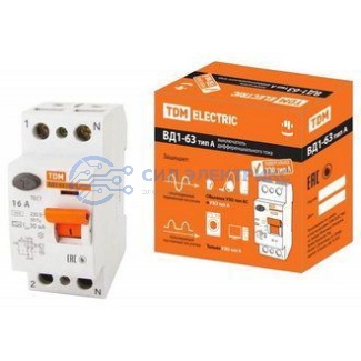 фото Автоматический выключатель ВД1-63 2Р 16А, 30мА, тип А, номинальное напряжение 230В