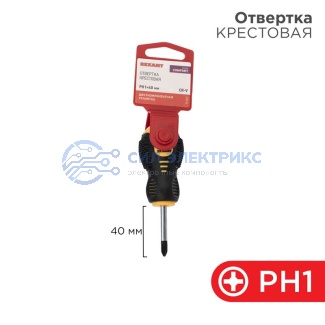 Отвертка крестовая PH1х40мм, двухкомпонентная рукоятка REXANT фото Отвертка крестовая PH1х40мм, двухкомпонентная рукоятка REXANT
