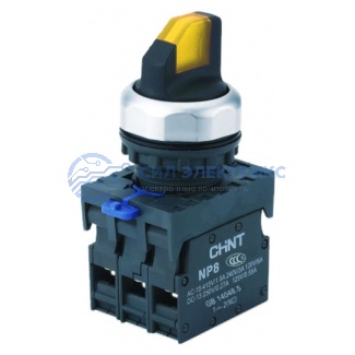 фото Переключатель подсвет. NP8-10XD/215, 2 полож. фикс., желт., AC110-230В(LED), 1НО, IP65 (R)