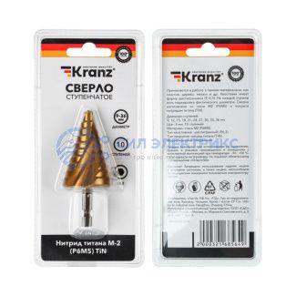 фото Сверло по металлу ступенчатое ТИТАН 9,0-36,0 мм 110 mm 65 HRC Р6М5 TiN Kranz
