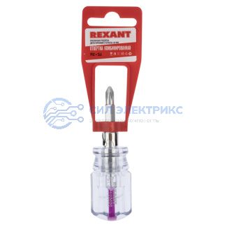 Отвертка комбинированная, прозрачная рукоятка, двухсторонний стержень 40мм (крестовая PH2, шлицевая SL6) REXANT фото Отвертка комбинированная, прозрачная рукоятка, двухсторонний стержень 40мм (крестовая PH2, шлицевая SL6) REXANT